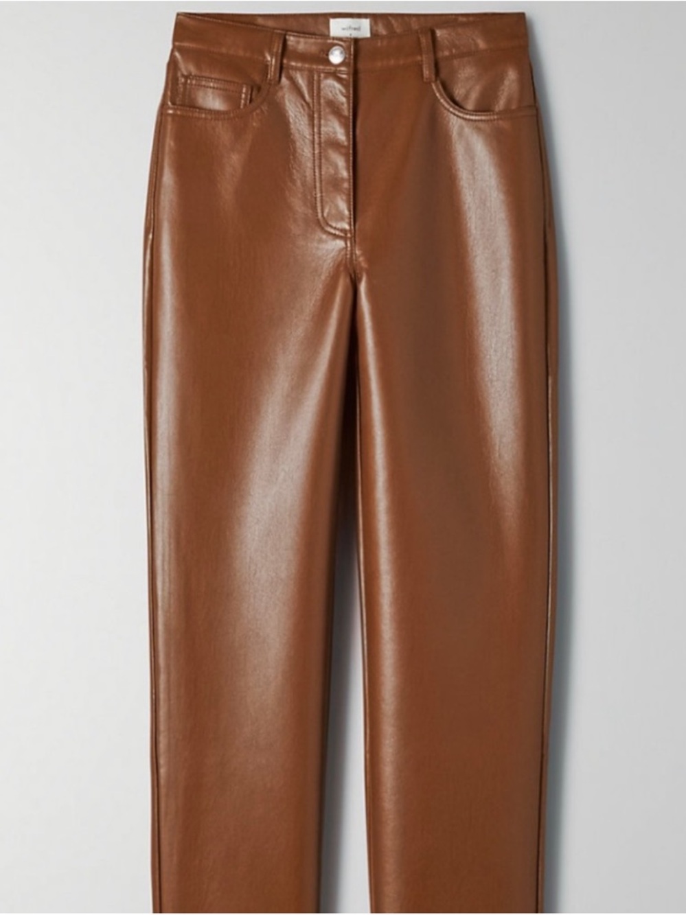 Aritzia Wilfred Melina Pant in Cognac Brown Straight Leg High Rise Pants Size 12